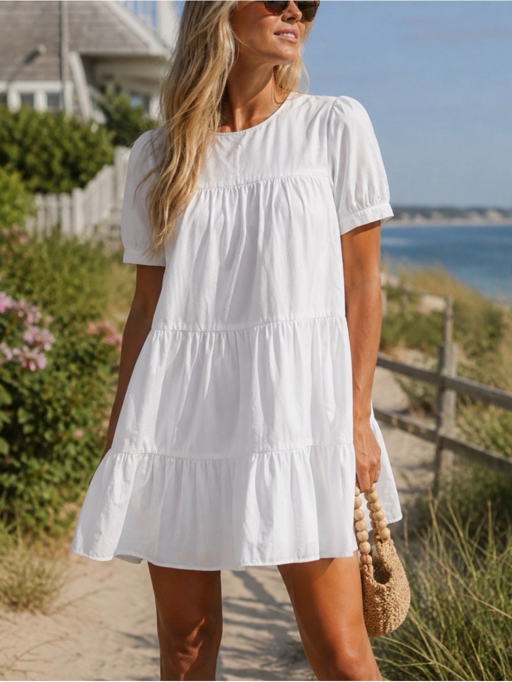 Pomander Place White Tiered Mini Dress